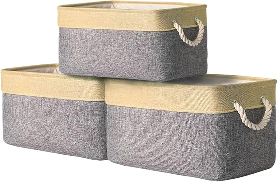 TheWarmHome Fabric Storage Bins Baskets for Organizing, Large Sturdy Storage Basket W/Handles, Decor | Amazon (US)