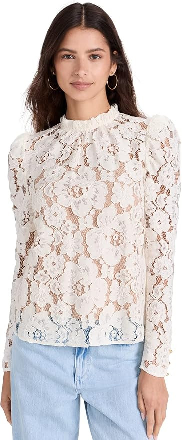 WAYF Women's Emma Puff Sleeve Lace Top | Amazon (US)