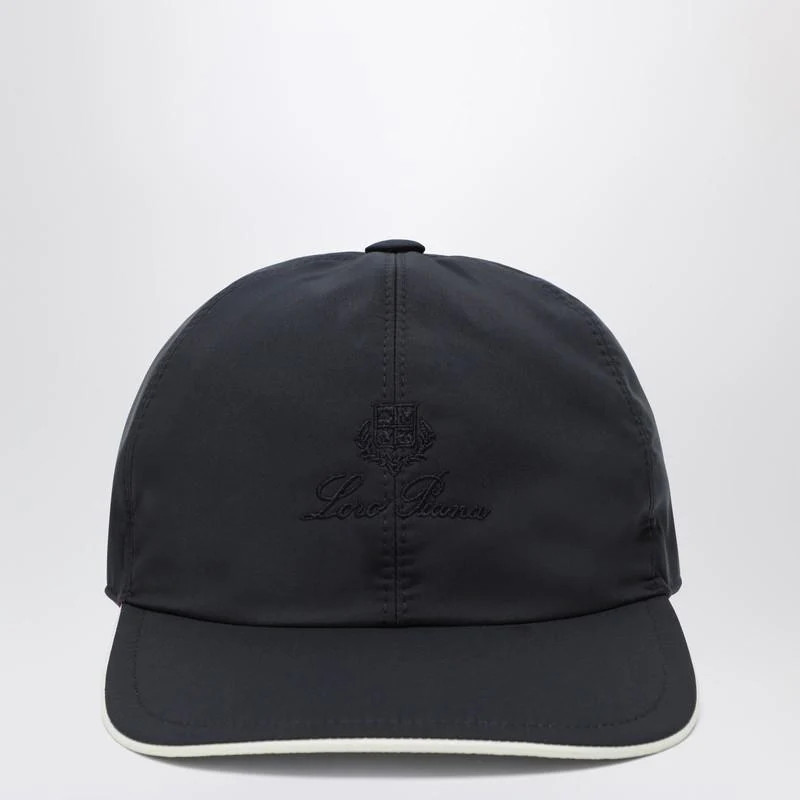 Loro Piana Navy Baseball Cap With Logo | Baltini