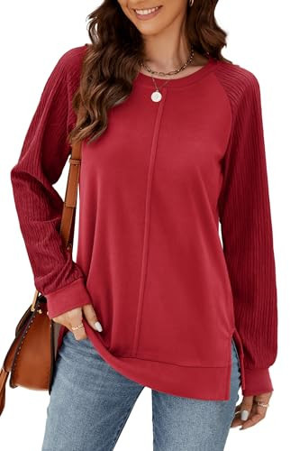 Aifer Red Christmas Sweaters for Women Crewneck Sweatshirt Long Sleeve Going Out Holiday Valentines Tops 2025 | Amazon (US)