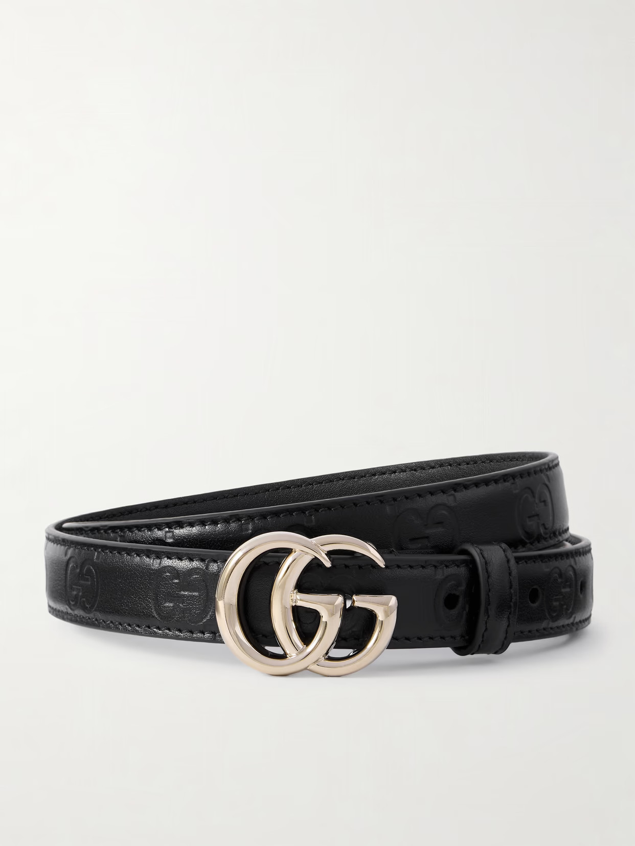 Gucci - Gg Marmont 2.0 Debossed Leather Belt - Black | NET-A-PORTER (US)