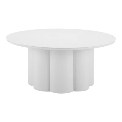 34" White Rounded Aluminum Outdoor Coffee Table | Wayfair North America