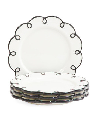 Set Of 4 Stoneware Splash Of Cheer Salad Plates | TJ Maxx