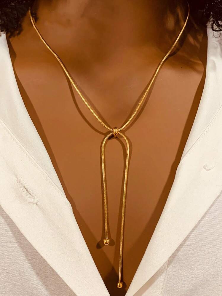 1pc Stainless Steel Minimalist Versatile Adjustable Design Long Necklace, Suitable For Daily Wear | SHEIN