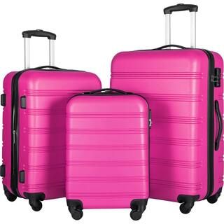 Merax Pink 3-Piece Expandable ABS Hardside Spinner Luggage Set with TSA Lock HYWXB001AAH - The Ho... | The Home Depot