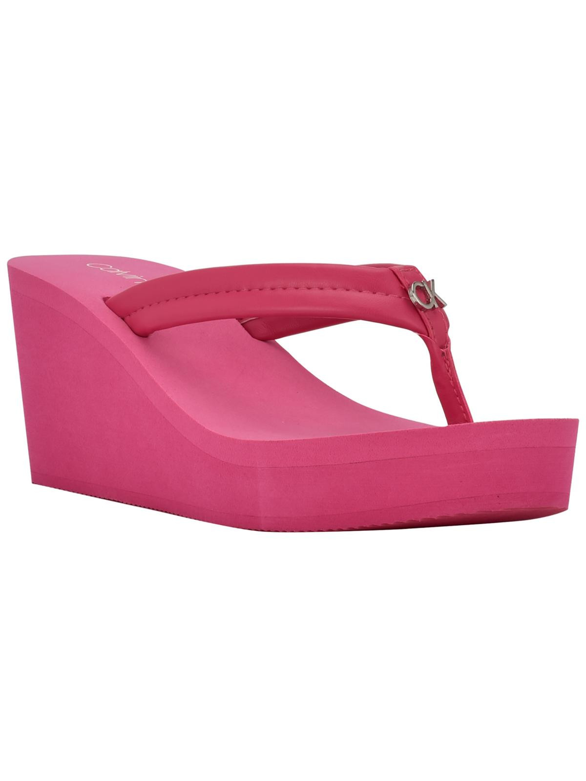 Calvin Klein Womens Robyn Thong Logo Wedge Sandals | Walmart (US)