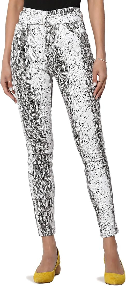 TheMogan Petite High Waist Look Animal Leopard Print Stretch Crop Skinny Jeans | Amazon (US)