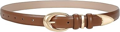 TRIWORKS Women Leather Belt for Jeans Pants Fashion Ladies Skinny Faux Leather Dress belt with Go... | Amazon (US)