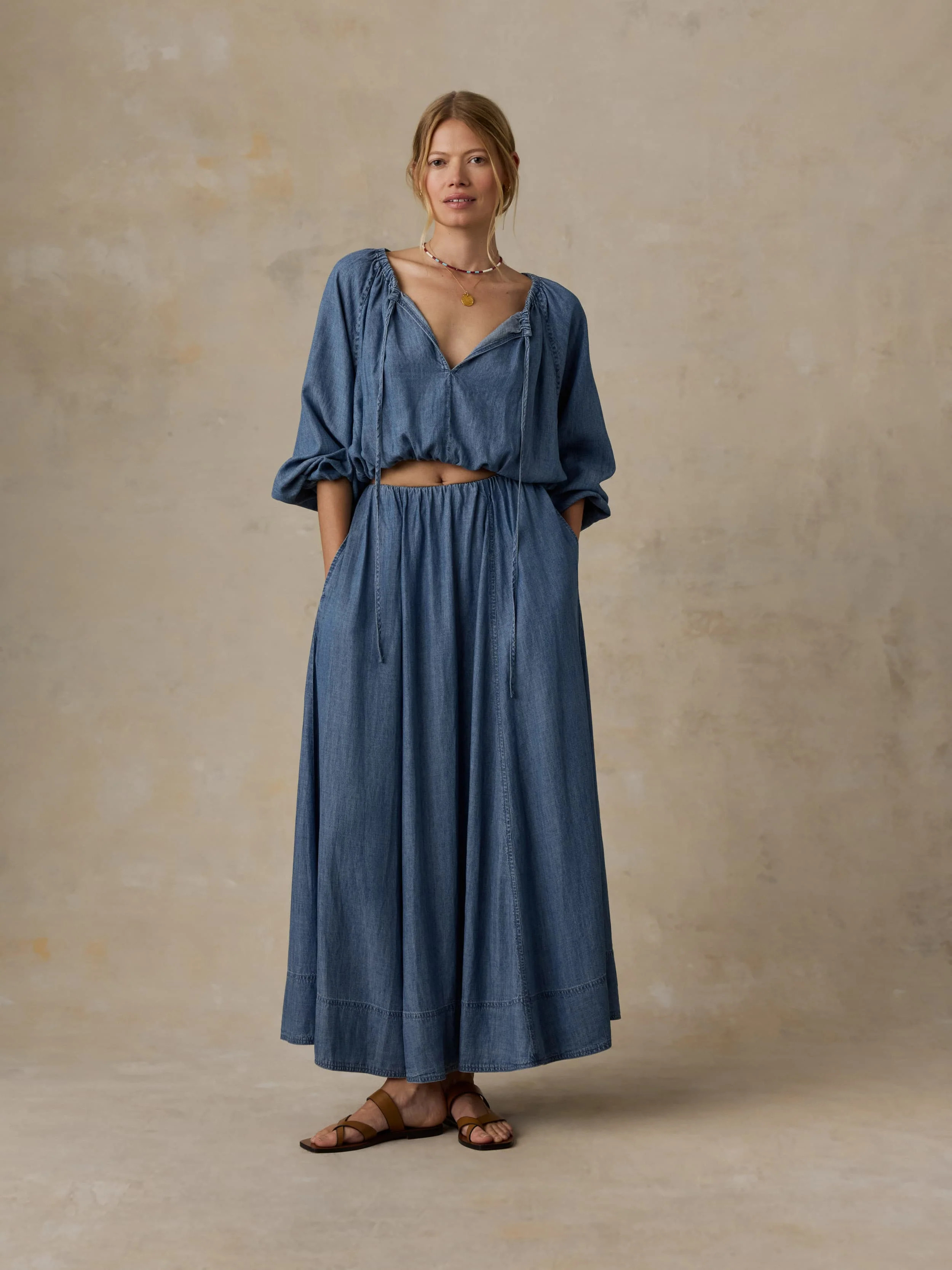 Tried & True Chambray Nera Skirt - River Mist Wash | Faherty