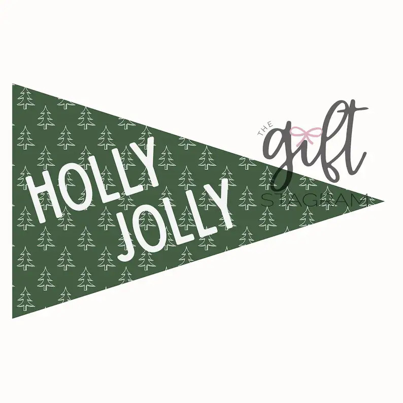 Pennant Flag Printable | Holly Jolly Pennant Flag | Merry Christmas Gift Tags | Gift Wrapping Emb... | Etsy (US)