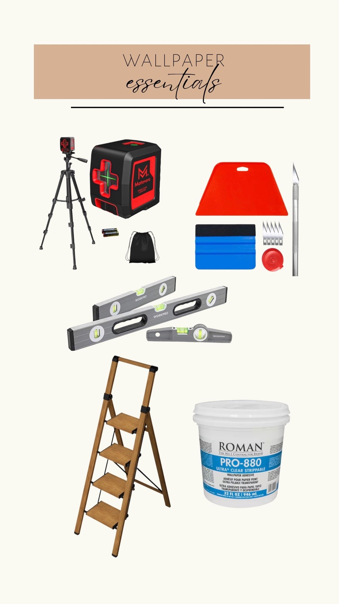 Just a few tools you need to start doing your own wallpaper installation!

#LTKHome
