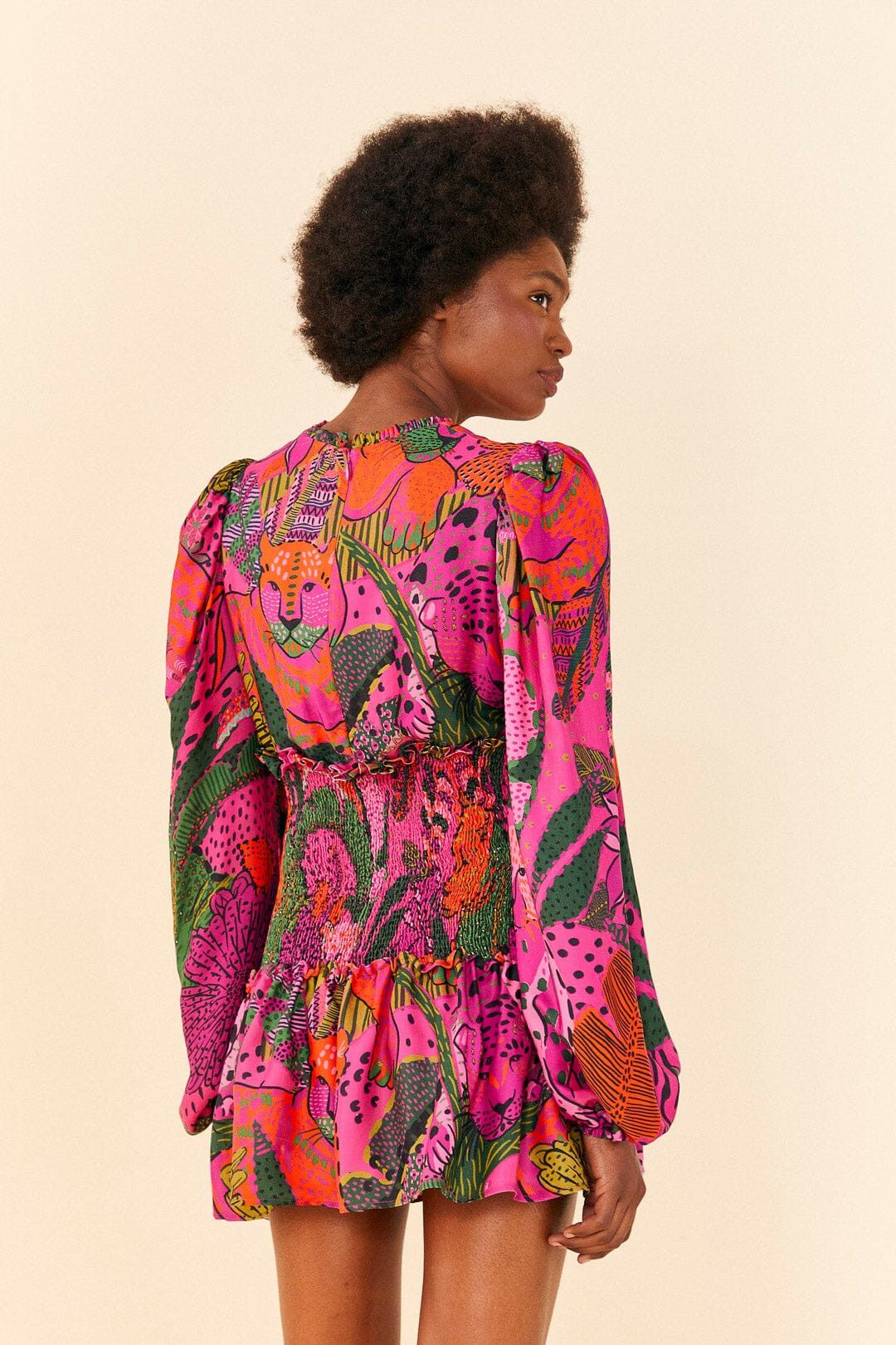 Pink Cool Leopards Lenzing™ Ecovero™ Viscose Mini Dress | FarmRio