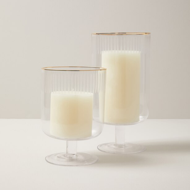 ETCHED GLASS HURRICANE, MEDIUM | Indigo (CA)