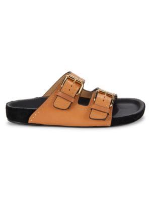 Lennyo Leather & Suede Two-Buckle Sandals | Saks Fifth Avenue OFF 5TH
