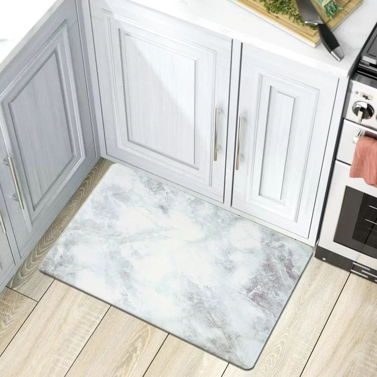 Kitchen Marble Pattern Anti Fatigue Standing Mat 18" x 30" White | Walmart (US)