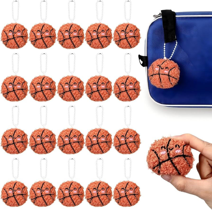30 Pcs Basketball Keychain Gift Bulk Mini Plush Ball Prizes Funny Sports Players Team Party Favor... | Amazon (US)