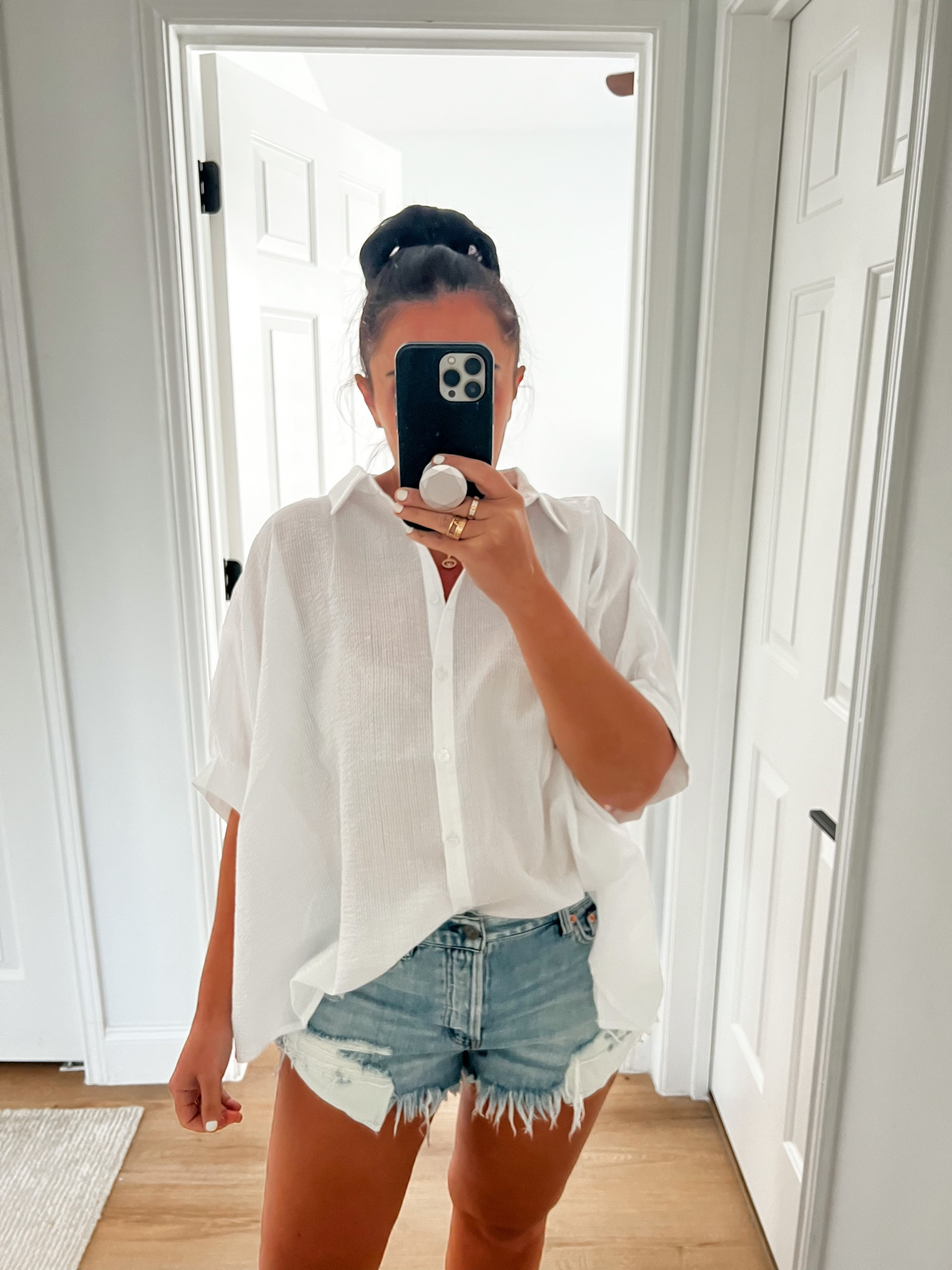 Top Red Dress A Simple Moment White wearing size small. Free People Women's Short Loving Good Vibrations Shorts wearing size 28