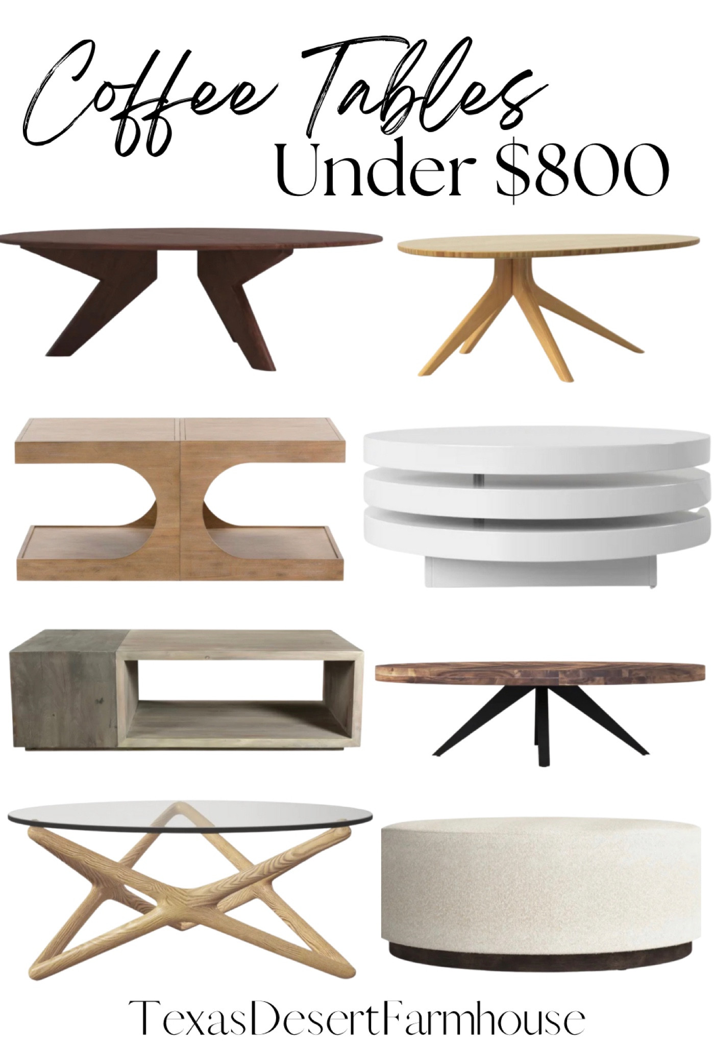 Coffee Tables Under $800

Modern Coffee Tables
Abstract Home Decor
White Brown Black Tan 
Wheat Glass Wood Round
Square Tiered Layered

#coffeetable #sidetable #table #abstractfurniture #livingroom #sittingroom #home #house #furniture #deal #sale #styleinspiration #homestyleinspiration #modern #midcenturymodern

#LTKSale #LTKhome #LTKFind
