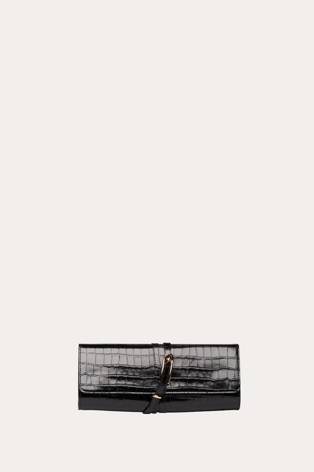 Belted Clutch Black Croc | LITTLE LIFFNER