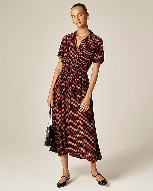 Tall Cerise shirt-dress in floral crepe de chine | J. Crew US