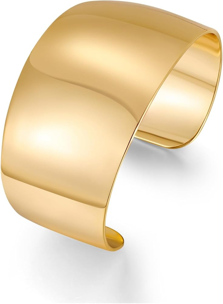 Amazon.com: CUFELMU Open Cuff Bangle Bracelet for Women Smooth Polished Chunky Wide Bracelet: Clo... | Amazon (US)
