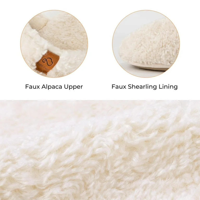 EverFoams Women's Fuzzy Wool-Like Memory Foam Slip on House Slippers Cozy Soft Indoor Outdoor Lad... | Walmart (US)