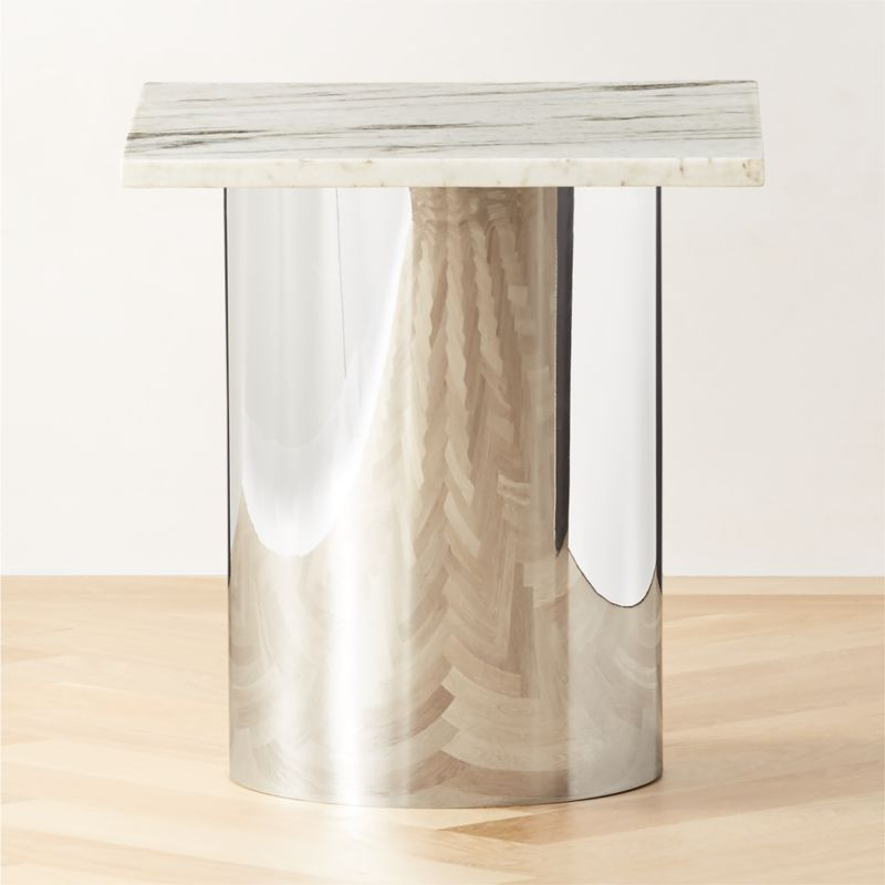 Luca Modern White Marble Side Table | CB2 | CB2