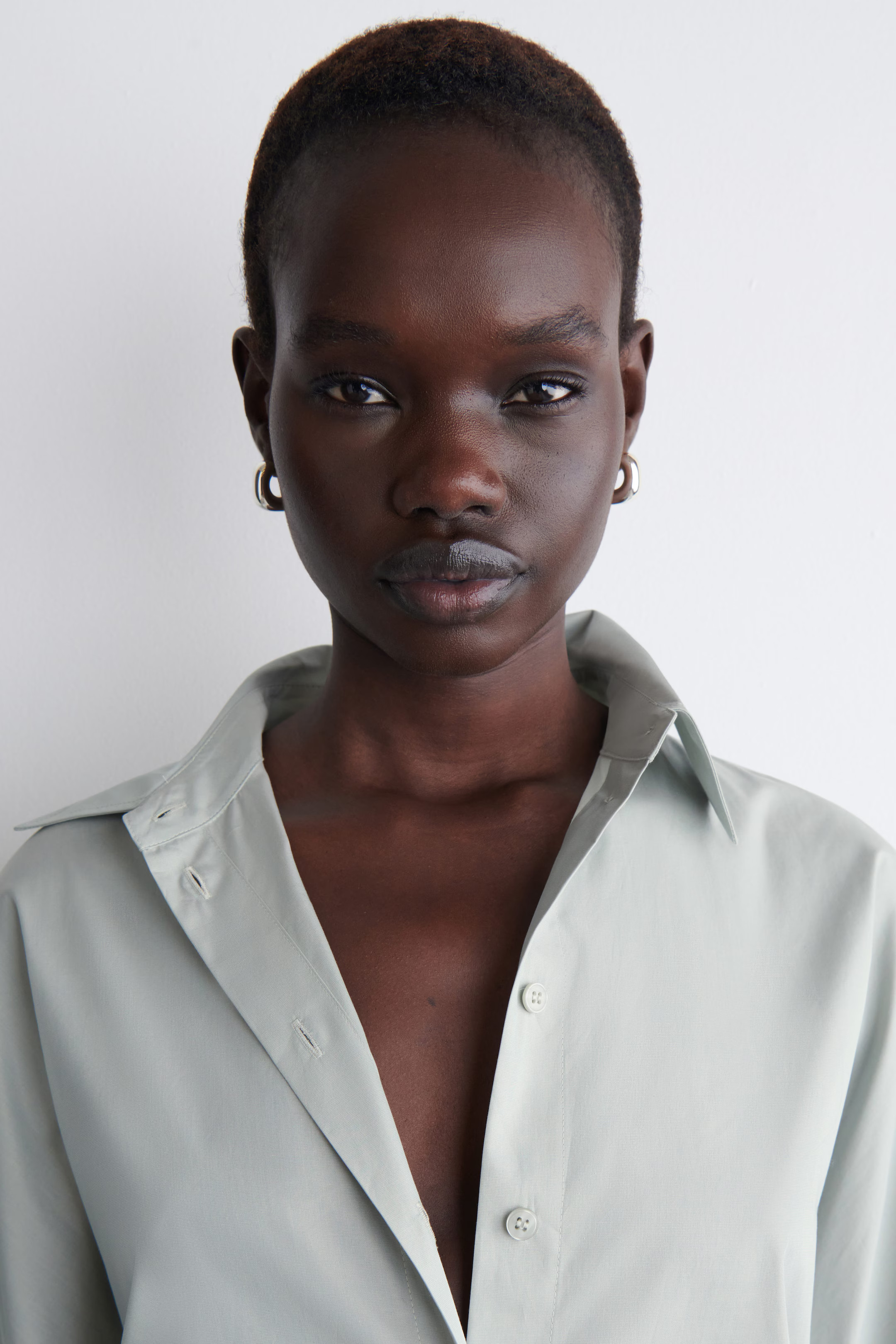 ROUNDED PIMA COTTON SHIRT - LIGHT GREEN | COS | COS UK