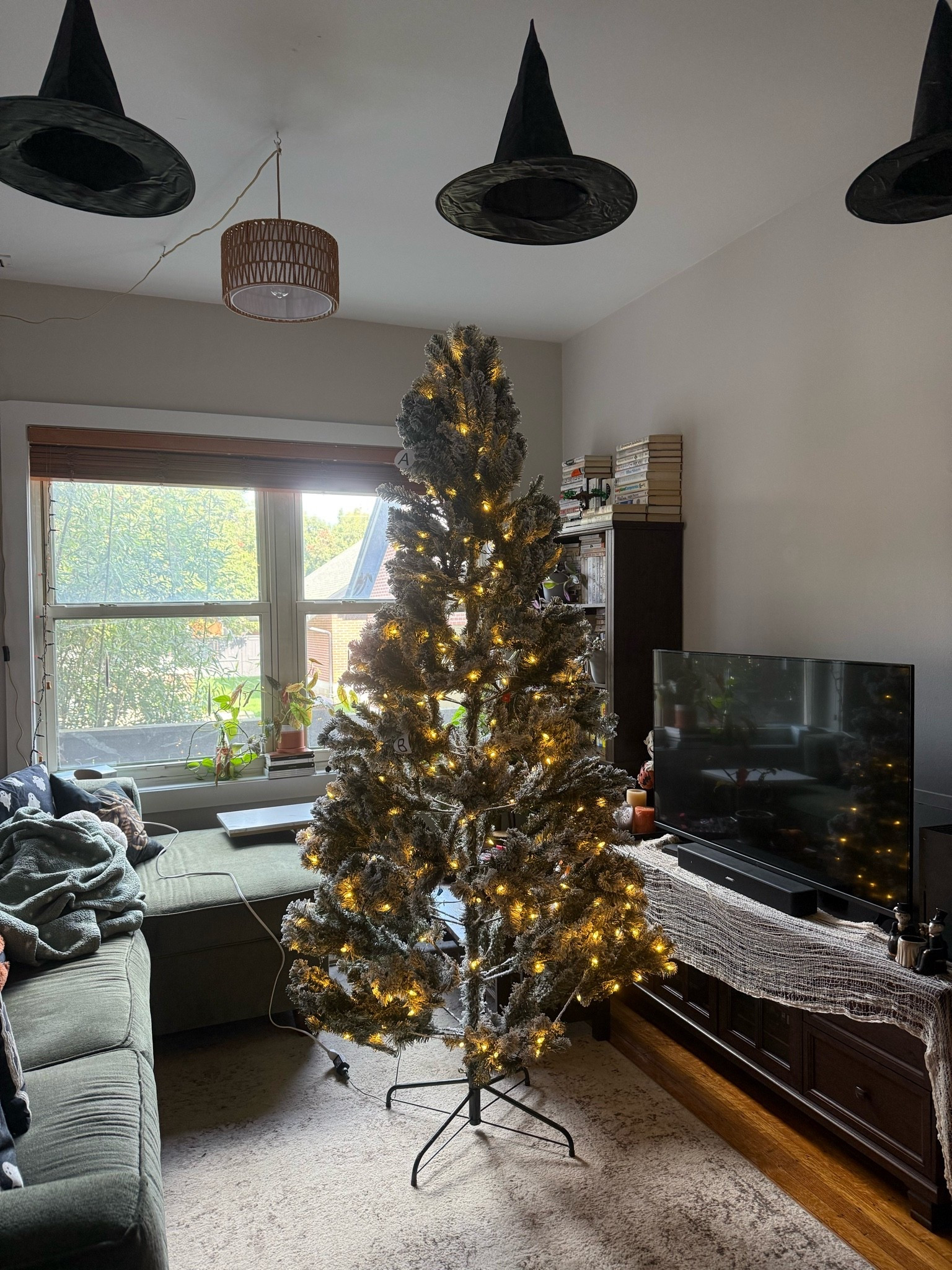 Slightly thinner Christmas tree to fit into our small space!