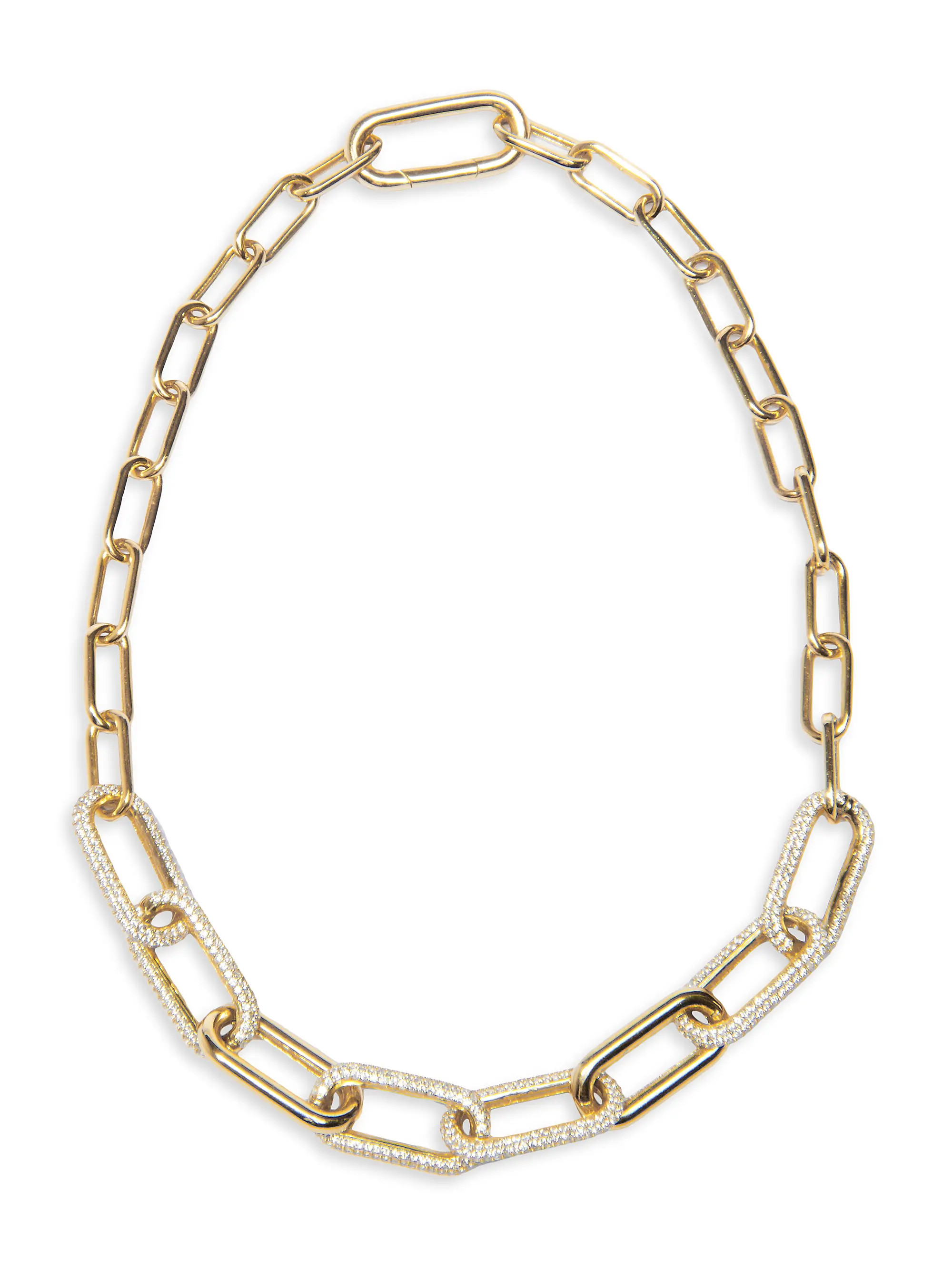 The Collection Link 14K-Gold Vermeil & Crystal Collar Necklace | Saks Fifth Avenue