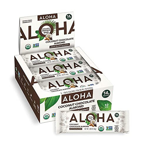 ALOHA Organic Plant Based Protein Bars, Coconut Chocolate Almond, 1.98-Ounce Bars (Pack of 12) | Amazon (US)