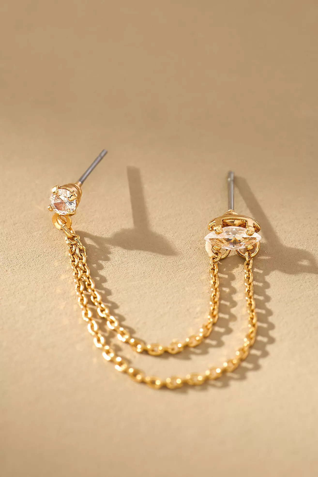 Ettika Double Piercing Chain Dangle Earrings | Anthropologie (US)