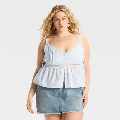 Women's Lace Trim Babydoll Flyaway Tank Top - Wild Fable™ | Target