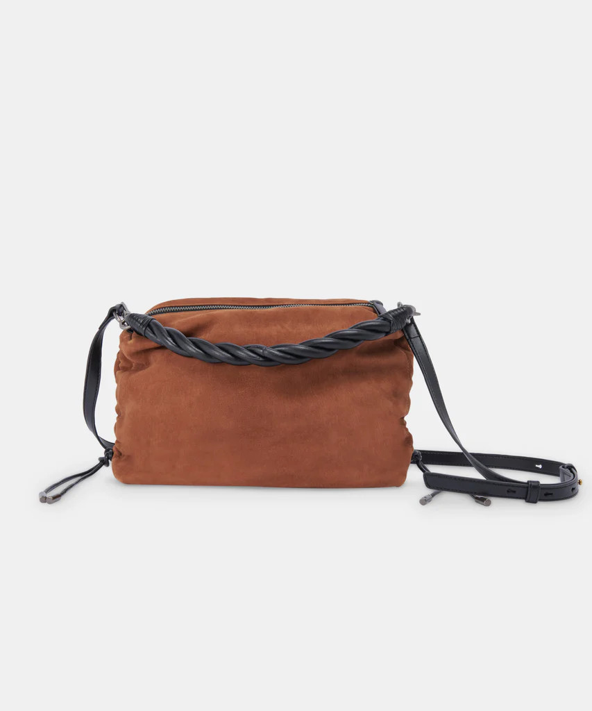 PRESTON SHOULDER/CROSSBODY PENNY BROWN NUBUCK | DolceVita.com