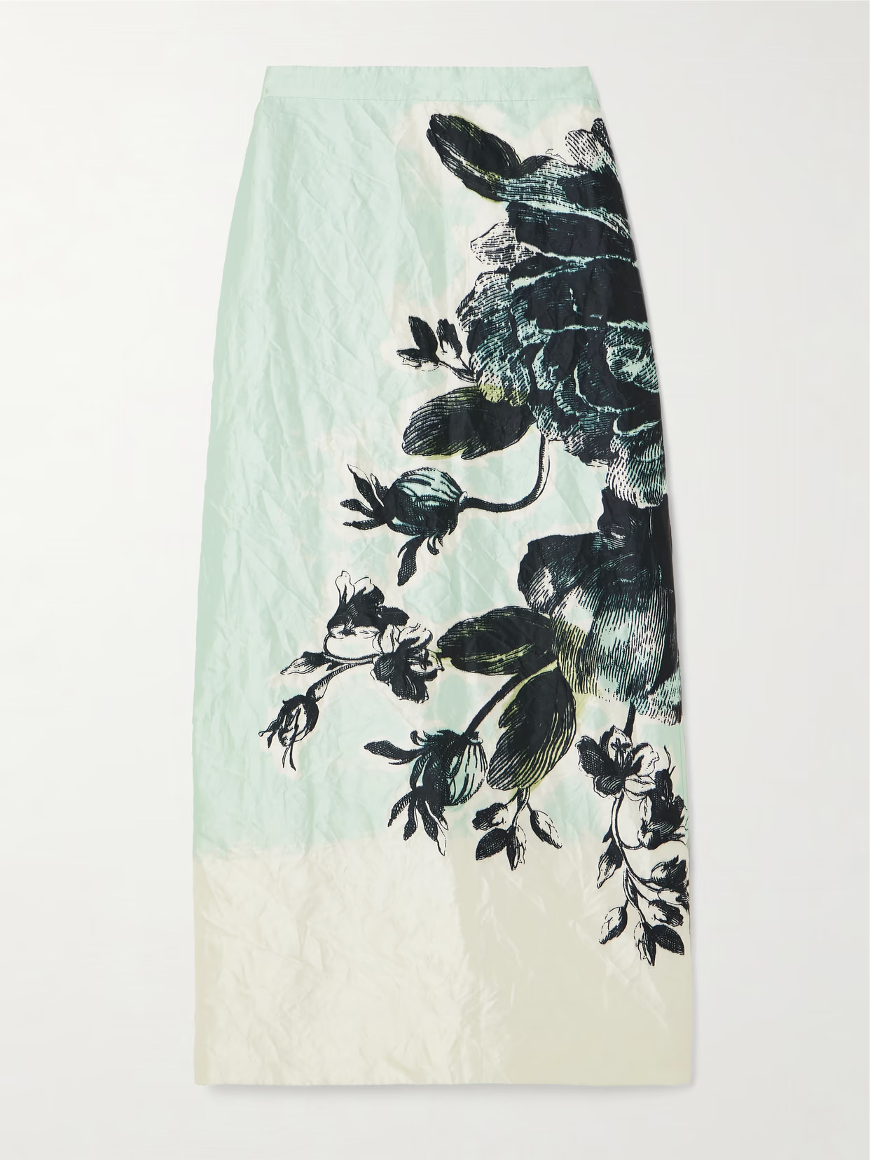 Erdem - Violetta Floral-print Crinkled-satin Midi Skirt - Blue | NET-A-PORTER (US)
