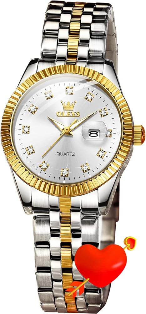 OLEVS Womens Watches Diamond Luxury Dress Gold Wrist Watch Stainless Steel Waterproof Luminous Da... | Amazon (US)