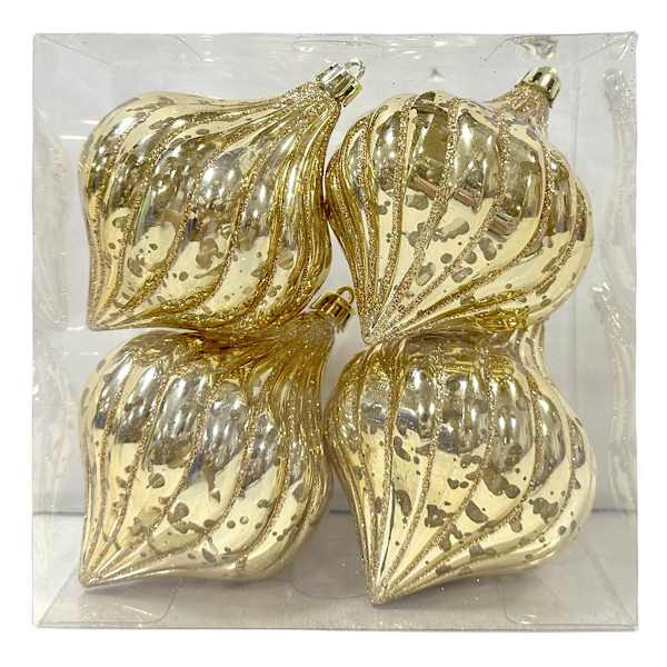 4-Count Gold Onion Ornaments, 3.3" | At Home