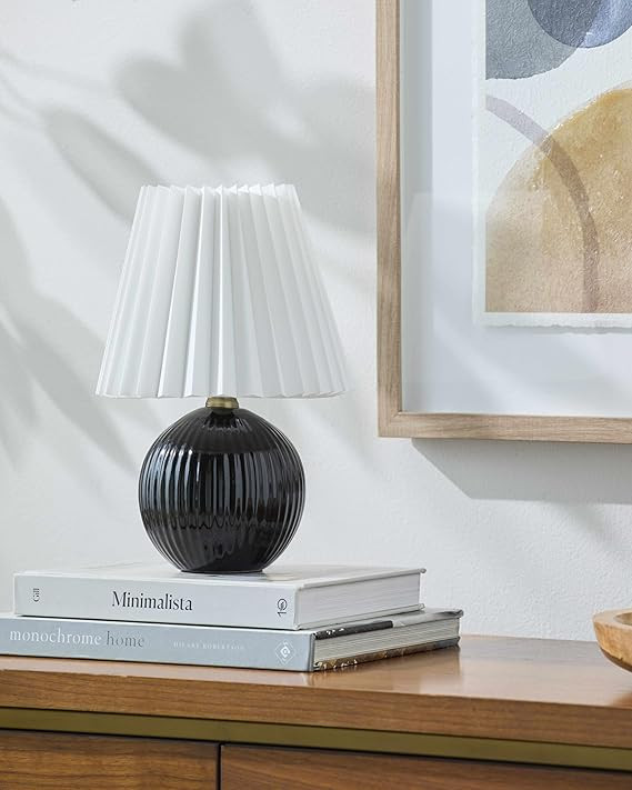 Shahrekord Contemporary Geometric Ceramic Bedside Table Lamp for Bedroom Nightstand - Modern End ... | Amazon (US)