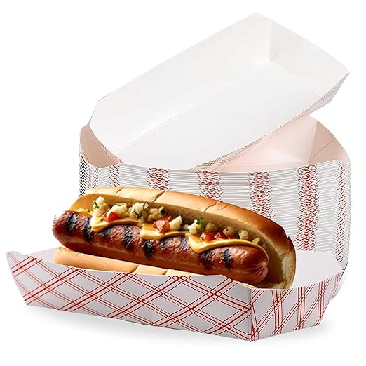 7" Red Checker Paper Hot Dog Trays- Pack of 100ct | Amazon (US)
