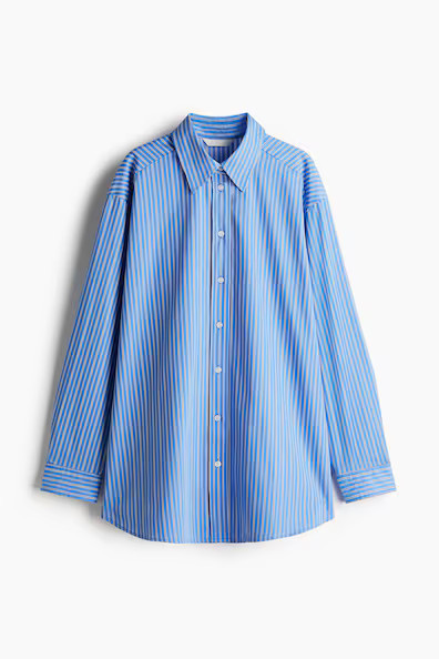 H & M - Oversized Poplin Shirt - Blue | H&M (US + CA)