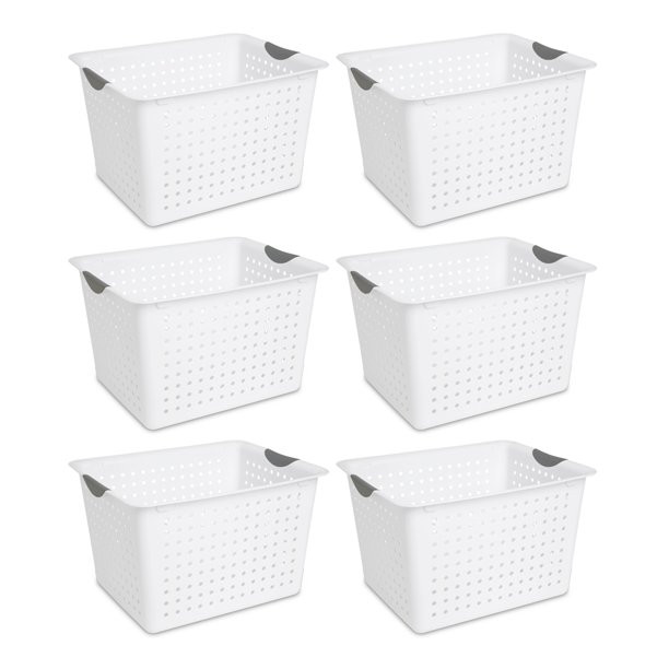 Sterilite Deep Ultra Plastic Kitchen Laundry Storage Organizer Baskets (6 Pack) | Walmart (US)
