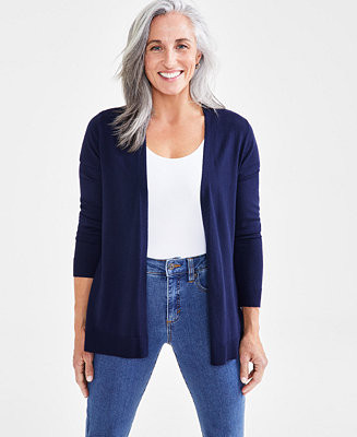 Petite Open-Stitch Long-Sleeve Cardigan, Created for Macy's | Macy's Canada