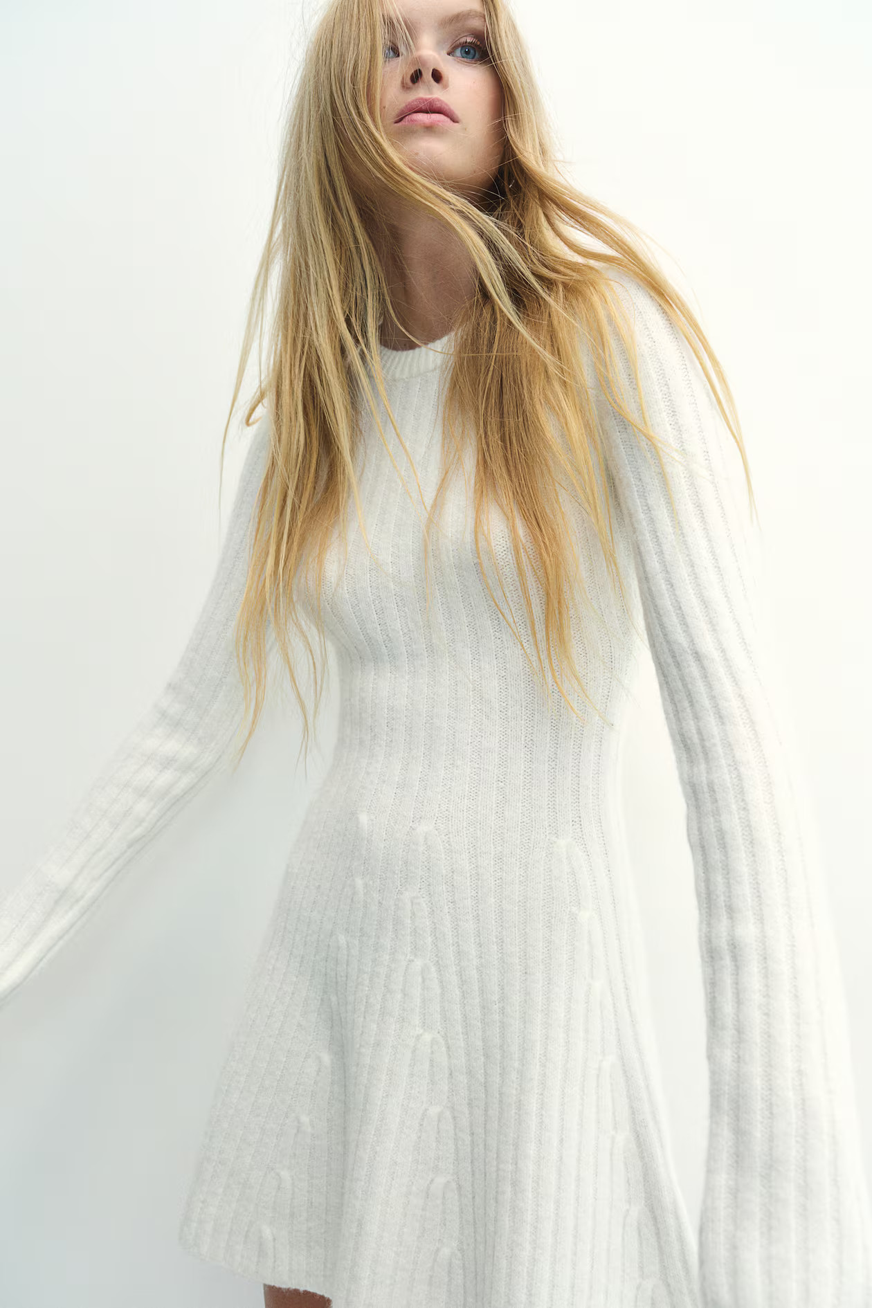 Rib-Knit Dress with Flared Skirt | H&M (US + CA)