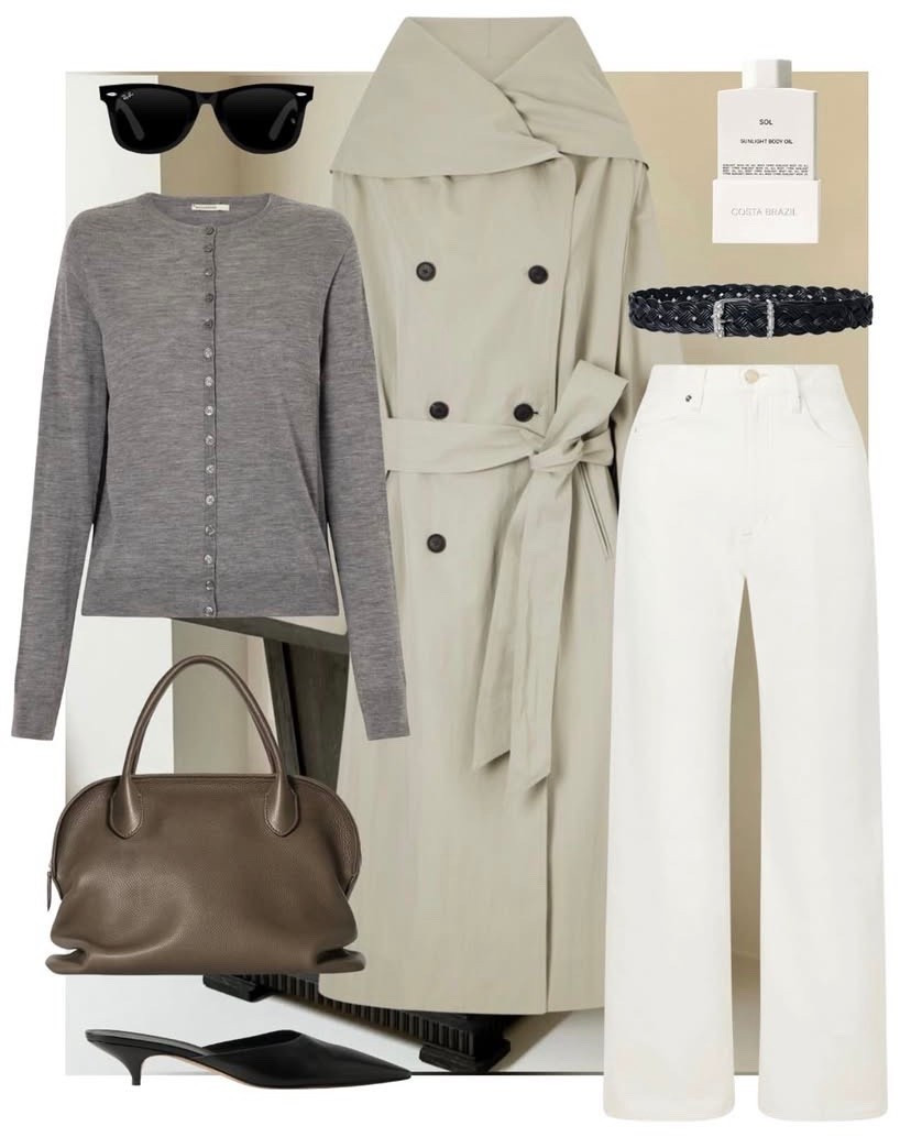 Pinterest inspired 📷

#outfit #workwear #casual #ootd #businesscasual jeans bag trench coat mules sunglasses belt cardigan 

#LTKootd #LTKWorkwear #LTKgrwm