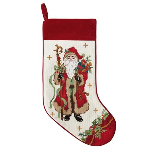 Peking Handicraft Santa with Staff Embroidered Needlepoint Stocking, 18-Inch, Multicolor | Amazon (US)