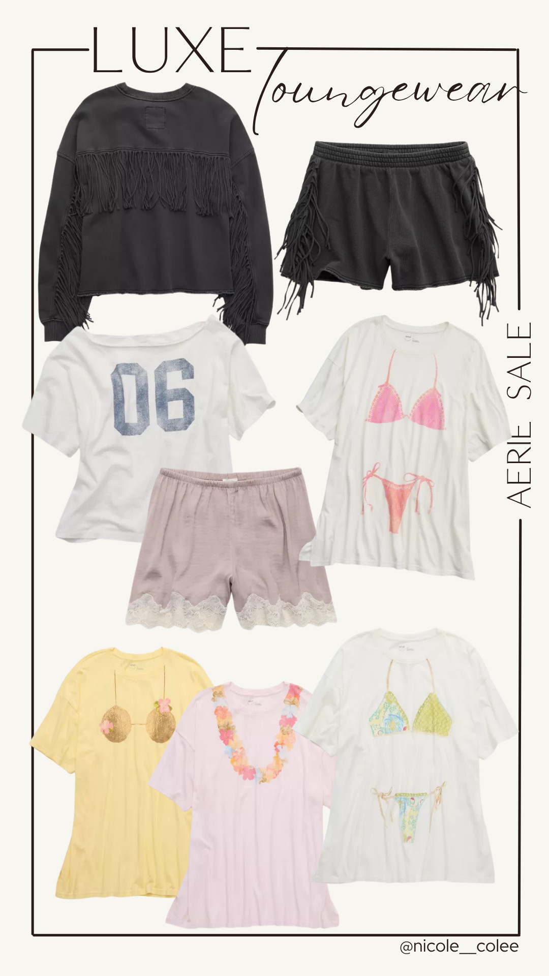 LUXE loungewear… but make it on sale 💅✨

These Aerie finds are giving cozy and cute—perfect for slow mornings, coffee runs, or those “I still want to look put together at home” days. The fringe set?! obsessed. And these graphic tees + lace shorts are the easiest throw-on-and-go combos.

Effortless, comfy, and still chic… exactly how we’re doing loungewear lately 🤍

Shop all my picks here ↓ #LTKStyle 

 #LTKxAerie #LTKdayinmylife #LTKootd