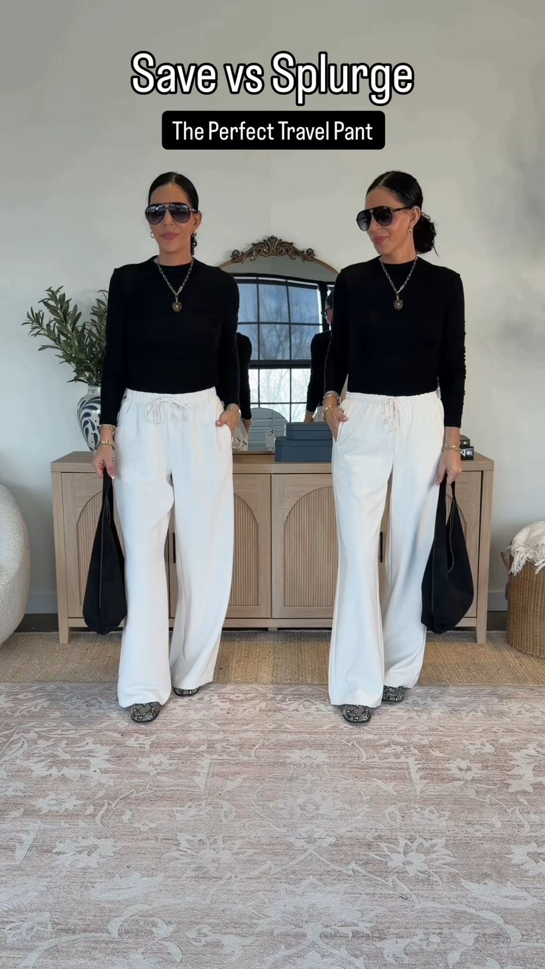 The viral Aritzia lodge pants vs the Target  
Both are a small long and stunning for any vacation or even heading into spring 
Tee- small 
Thatch jewlery 


#LTKFindsUnder50 #LTKU #LTKOver40 

#LTKmomlife #LTKTall #LTKootd