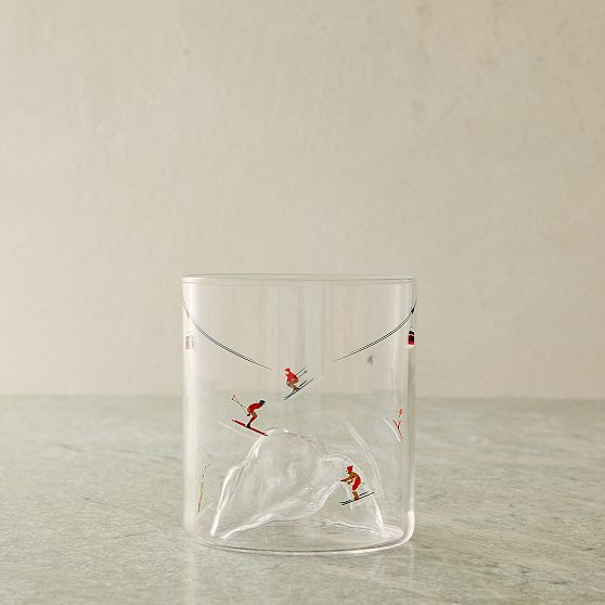 Skier Mountain Glassware, DOF, Decal, Set of 4 | West Elm (US)