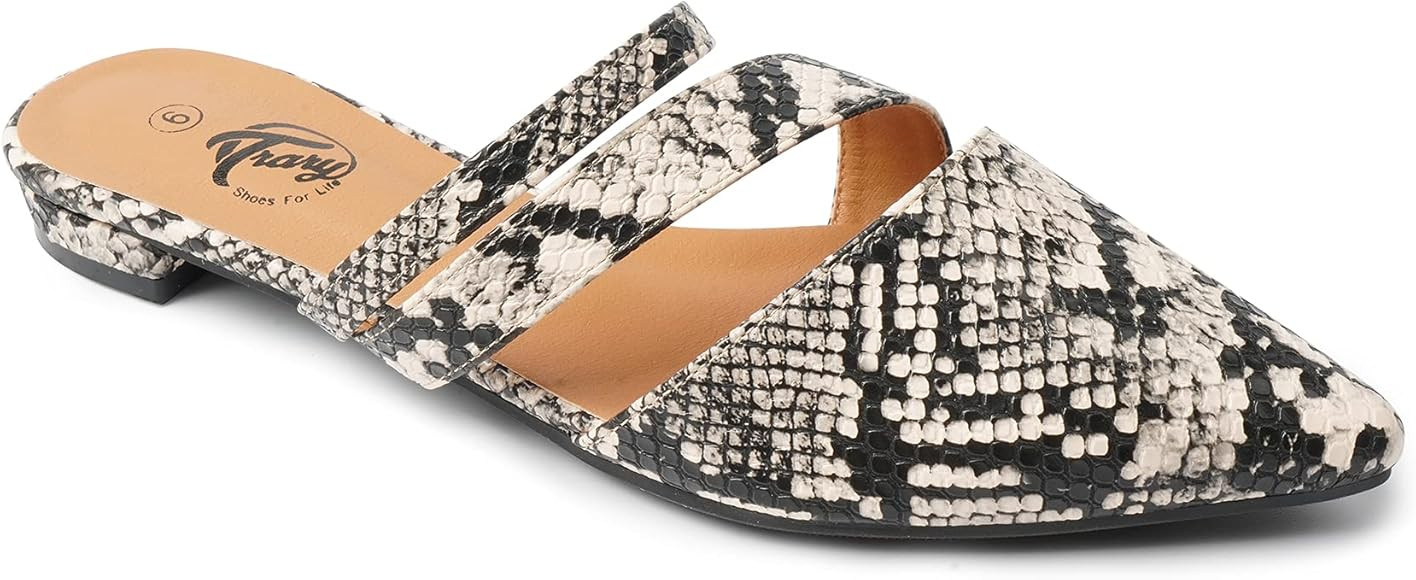 Trary Women's Pointy Toe Flat Mule Slides | Amazon (US)