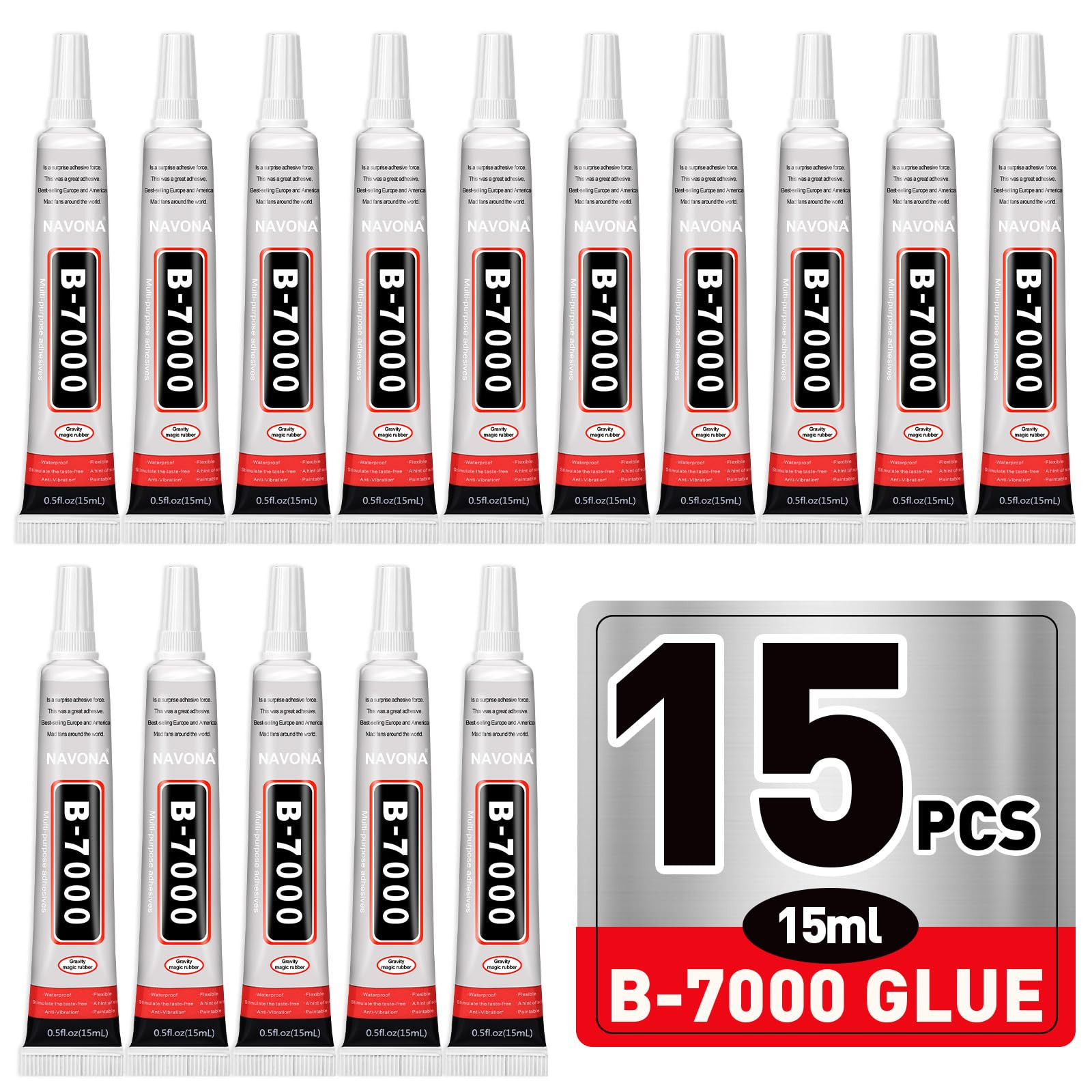 15 PCS 15ml B7000 Glue Clear with Precision Tip, Rhinestone Glue for Nail, Craft Glues, Jewelry G... | Amazon (US)